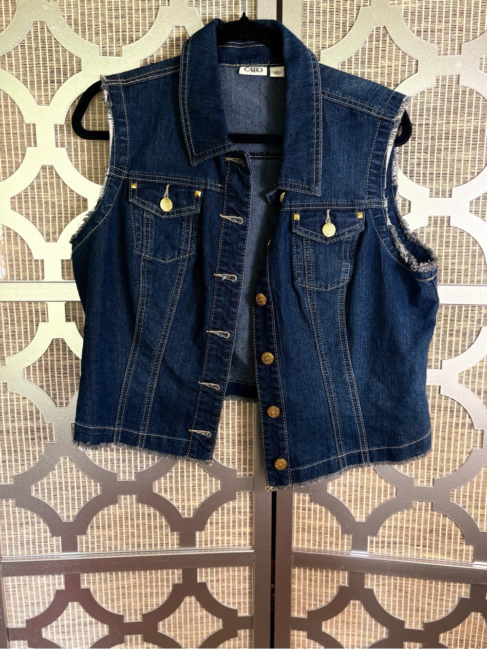 Cato Dark Blue Denim Button-Front Vest